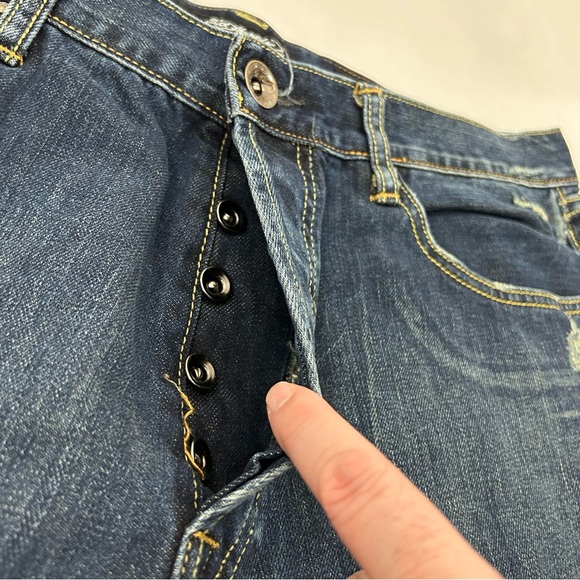 Vintage Ed Hardy Christian Audigier Biker Skull Distressed Denim Jeans Men 36x32 - Picture 7 of 9